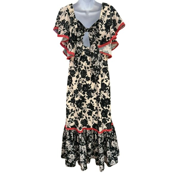 NWT Sachin & Babi Cream Black Bohemian Romantic Floral Maxi Camryn Gown Size 10 - Picture 4 of 7